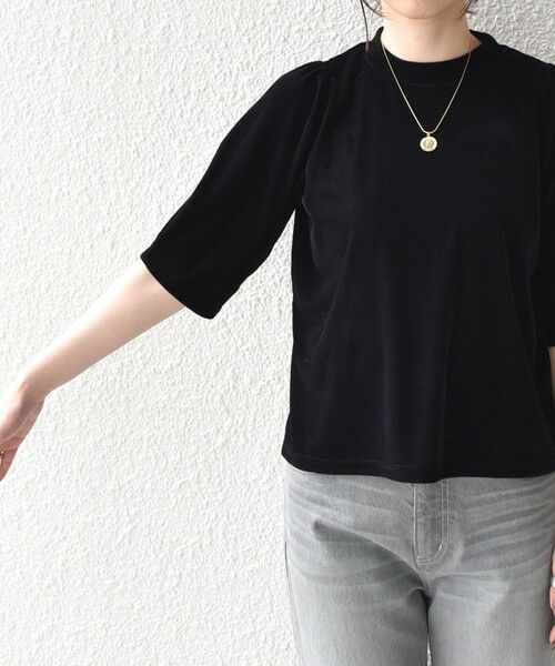 SHIPS / シップス Tシャツ | 《予約》SHIPS Colors:〈手洗い可能〉シアー ポリエステル ベロア 5分袖 トップス◆ | 詳細6