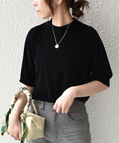 SHIPS / シップス Tシャツ | 《予約》SHIPS Colors:〈手洗い可能〉シアー ポリエステル ベロア 5分袖 トップス◆ | 詳細8