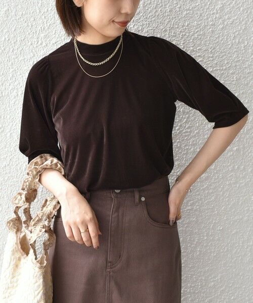 SHIPS / シップス Tシャツ | 《予約》SHIPS Colors:〈手洗い可能〉シアー ポリエステル ベロア 5分袖 トップス◆ | 詳細26
