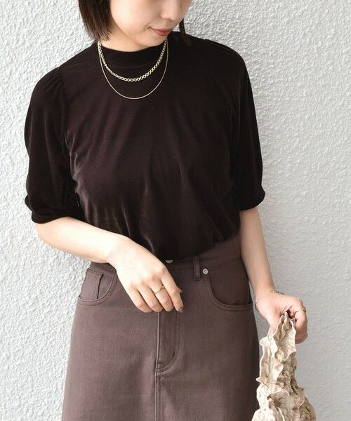 SHIPS / シップス Tシャツ | 《予約》SHIPS Colors:〈手洗い可能〉シアー ポリエステル ベロア 5分袖 トップス◆ | 詳細28