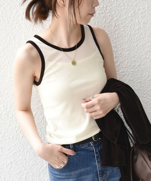 SHIPS / シップス タンクトップ | 《予約》SHIPS Colors:〈手洗い可能〉シアー ポリエステル ベロア 配色 タンクトップ◆ | 詳細11