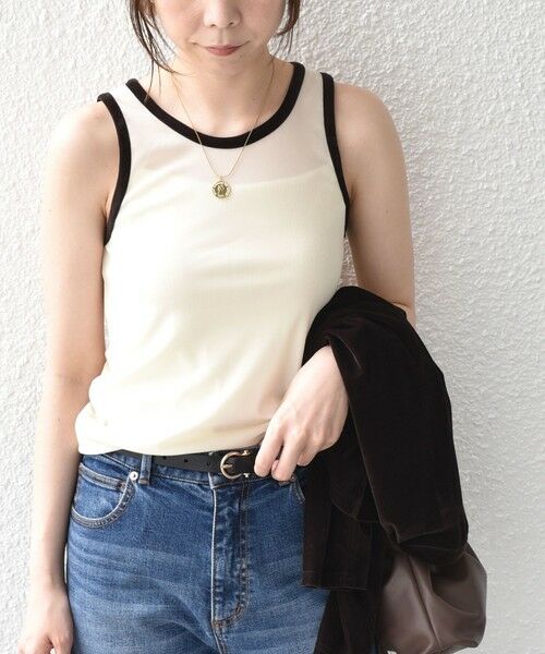 SHIPS / シップス タンクトップ | 《予約》SHIPS Colors:〈手洗い可能〉シアー ポリエステル ベロア 配色 タンクトップ◆ | 詳細12