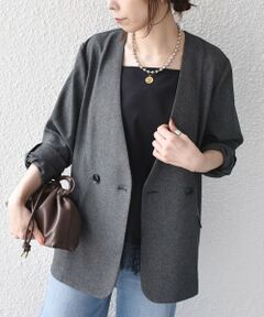 SHIPS / シップス ノーカラージャケット | 《予約》SHIPS Colors:〈手洗い可能〉杢 ノーカラー オーバー ジャケット（セットアップ対応可能）◆