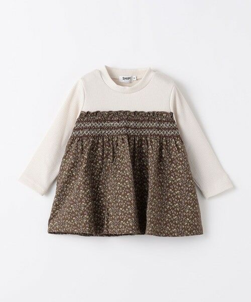 SHIPS / シップス カットソー（半袖以外） | 《予約》SHIPS Colors:90〜140cm /〈洗濯機可能〉スモッキング ドッキング チュニック◆（ナチュラル）