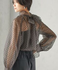 SHIPS / シップス シャツ・ブラウス | 《予約》〈手洗い可能〉オーガンジー フロッキー ドット リボン ブラウス
