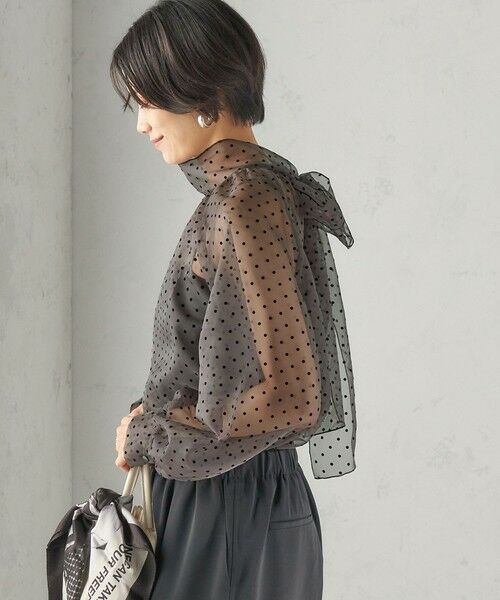 SHIPS / シップス シャツ・ブラウス | 《予約》〈手洗い可能〉オーガンジー フロッキー ドット リボン ブラウス | 詳細20