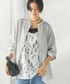 SHIPS / シップス シャツ・ブラウス | 〈手洗い可能〉シアー ストライプ バンドカラー シャツ