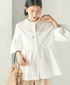 SHIPS / シップス シャツ・ブラウス | 《予約》〈手洗い可能〉カット ジャカード ウエスト 切替 オープン ブラウス