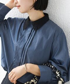 SHIPS / シップス シャツ・ブラウス | 《予約》〈洗濯機可能〉タイプライター レース 襟 ピンタック シャツ