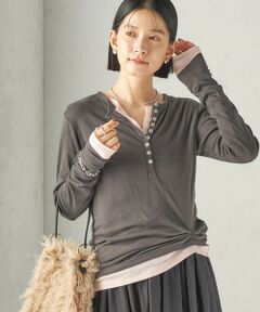 SHIPS / シップス カットソー（半袖以外） | 《予約》【SHIPS別注】miller:シアー ヘンリー ネック ロング スリーブ TEE 26AW