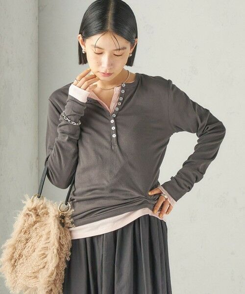 SHIPS / シップス カットソー(半袖以外) | 《予約》【SHIPS別注】miller:シアー ヘンリー ネック ロング スリーブ TEE 26AW | 詳細16