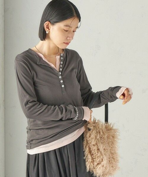 SHIPS / シップス カットソー(半袖以外) | 《予約》【SHIPS別注】miller:シアー ヘンリー ネック ロング スリーブ TEE 26AW | 詳細19