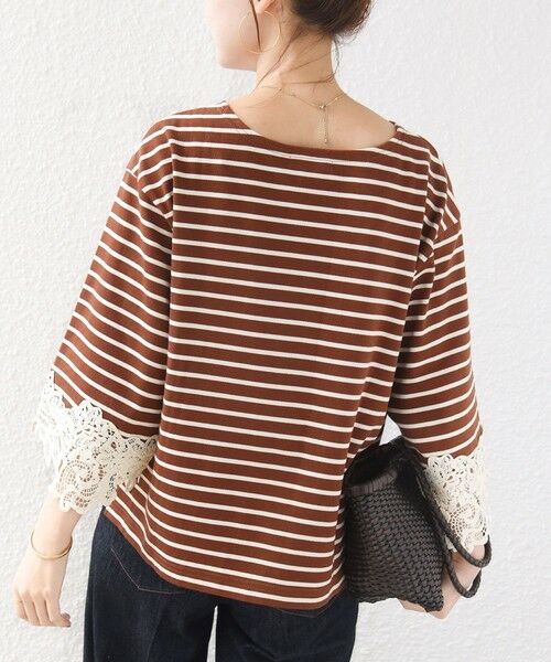 SHIPS / シップス カットソー（半袖以外） | 《予約》〈手洗い可能〉ボーダー 袖 レース ワイド プルオーバー | 詳細15