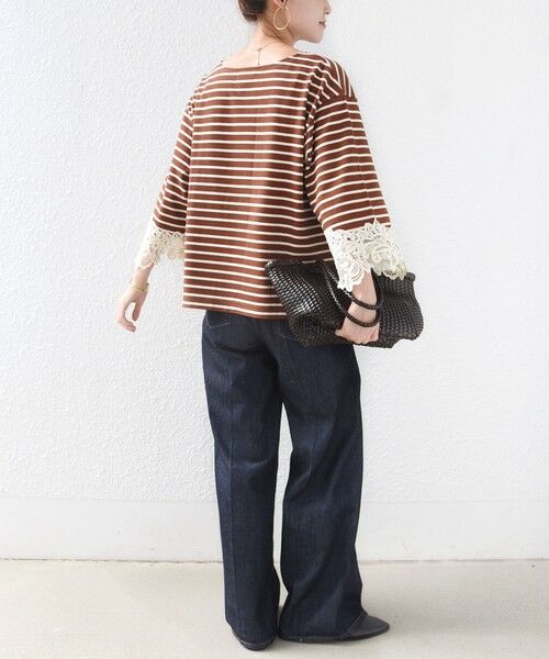 SHIPS / シップス カットソー（半袖以外） | 《予約》〈手洗い可能〉ボーダー 袖 レース ワイド プルオーバー | 詳細11