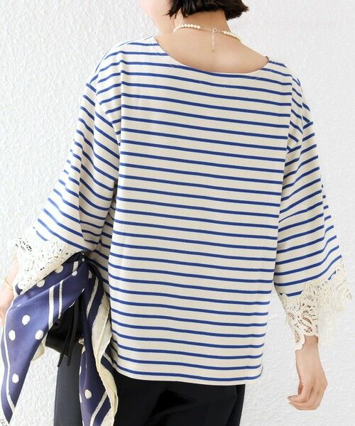 SHIPS / シップス カットソー（半袖以外） | 《予約》〈手洗い可能〉ボーダー 袖 レース ワイド プルオーバー | 詳細24
