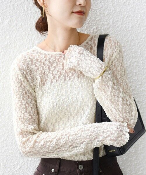 SHIPS / シップス カットソー（半袖以外） | 《予約》〈手洗い可能〉シュリンク レース ヘンリーネック 2WAY プルオーバー | 詳細18