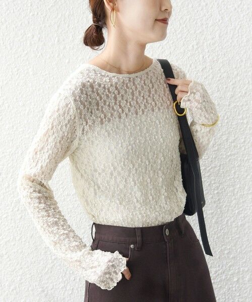 SHIPS / シップス カットソー（半袖以外） | 《予約》〈手洗い可能〉シュリンク レース ヘンリーネック 2WAY プルオーバー | 詳細22
