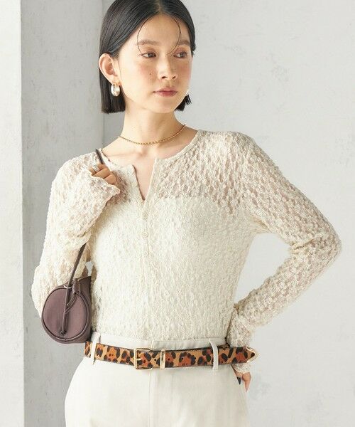 SHIPS / シップス カットソー（半袖以外） | 《予約》〈手洗い可能〉シュリンク レース ヘンリーネック 2WAY プルオーバー | 詳細5