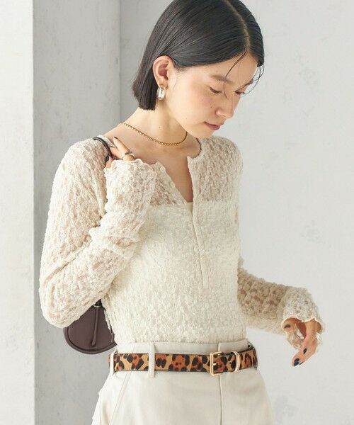 SHIPS / シップス カットソー（半袖以外） | 《予約》〈手洗い可能〉シュリンク レース ヘンリーネック 2WAY プルオーバー | 詳細7
