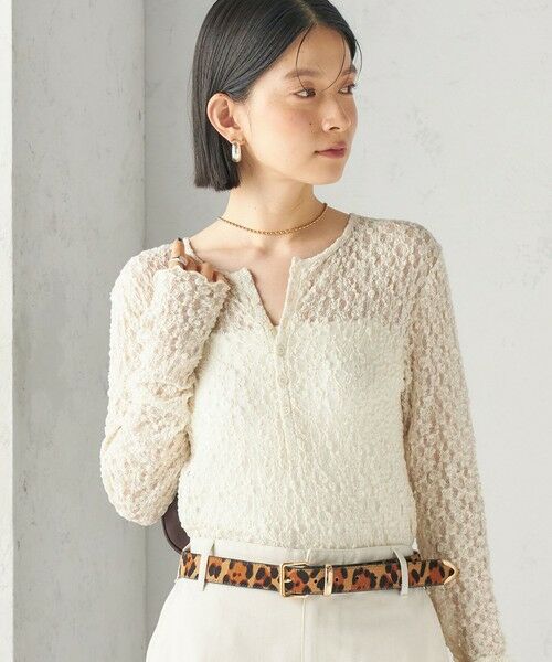 SHIPS / シップス カットソー（半袖以外） | 《予約》〈手洗い可能〉シュリンク レース ヘンリーネック 2WAY プルオーバー | 詳細8