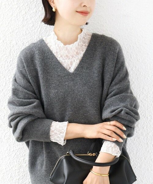 SHIPS / シップス カットソー | 《予約》〈手洗い可能〉フラワー ストレッチ レース ハイネック トップス | 詳細12