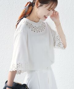 SHIPS / シップス Tシャツ | 《予約》フラワー モチーフ カットワーク レース ショート スリーブ TEE