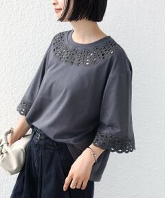 SHIPS / シップス Tシャツ | 《予約》フラワー モチーフ カットワーク レース ショート スリーブ TEE