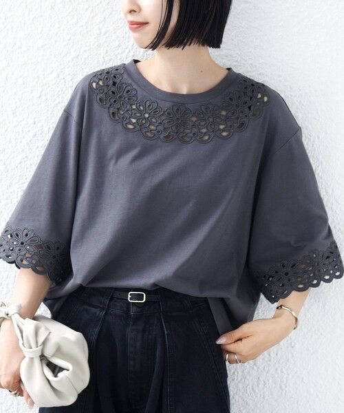 SHIPS / シップス Tシャツ | 《予約》フラワー モチーフ カットワーク レース ショート スリーブ TEE | 詳細16