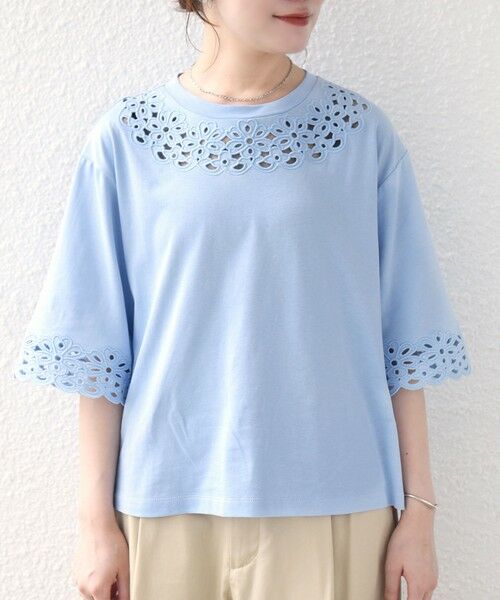 SHIPS / シップス Tシャツ | 《予約》フラワー モチーフ カットワーク レース ショート スリーブ TEE | 詳細30
