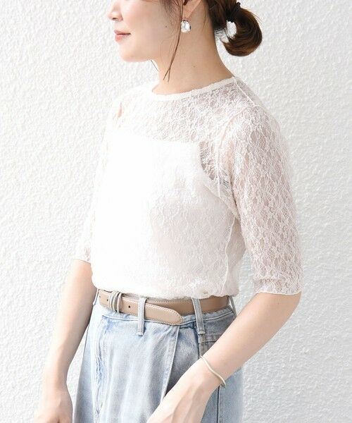 SHIPS / シップス カットソー | 〈手洗い可能〉ストレッチ フラワー レース TEE | 詳細5