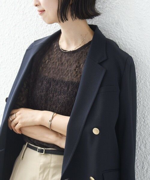 SHIPS / シップス カットソー | 〈手洗い可能〉ストレッチ フラワー レース TEE | 詳細30