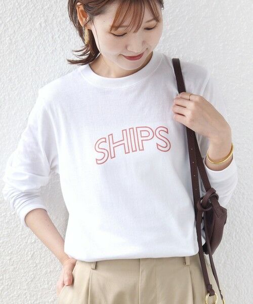 SHIPS / シップス Tシャツ | 《予約》【WEB限定】 SHIPS ラウンド プリント ロゴ ロングスリーブ TEE | 詳細12