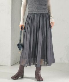 SHIPS / シップス ロング・マキシ丈スカート | 《予約》〈手洗い可能〉シアー メモリー ギャザー スカート