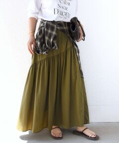 SHIPS / シップス ロング・マキシ丈スカート | 《予約》〈洗濯機可能〉ランダム ギャザー タフタ スカート