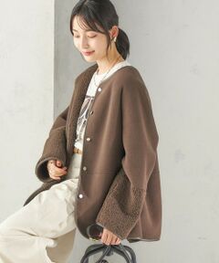 SHIPS / シップス ブルゾン | 《予約》〈手洗い可能〉ボア フリース リバーシブル ノーカラー コート