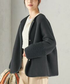 SHIPS / シップス ブルゾン | 《予約》〈手洗い可能〉ボア フリース リバーシブル ノーカラー コート