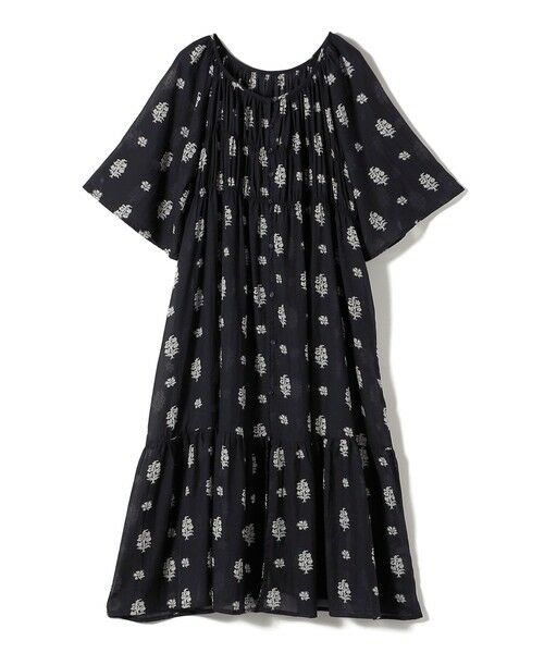 SHIPS / シップス ロング・マキシ丈ワンピース | Fanaka:〈手洗い可能〉ボタニカル プリント ワンピース（ブラック）