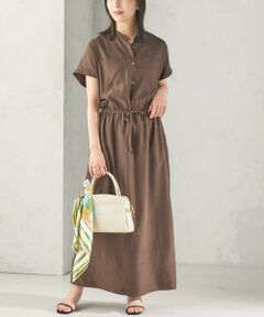 SHIPS / シップス ロング・マキシ丈ワンピース | 《予約》〈手洗い可能〉キュプラ ポリエステル ドロスト ワンピース