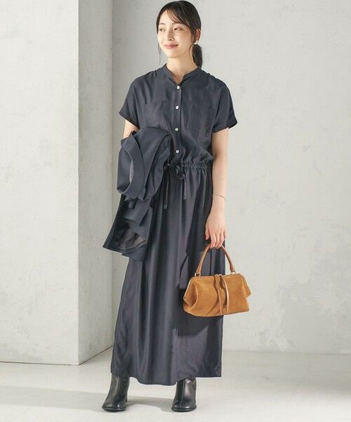 SHIPS / シップス ロング・マキシ丈ワンピース | 《予約》〈手洗い可能〉キュプラ ポリエステル ドロスト ワンピース | 詳細21