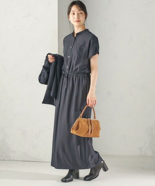 SHIPS / シップス ロング・マキシ丈ワンピース | 《予約》〈手洗い可能〉キュプラ ポリエステル ドロスト ワンピース | 詳細18