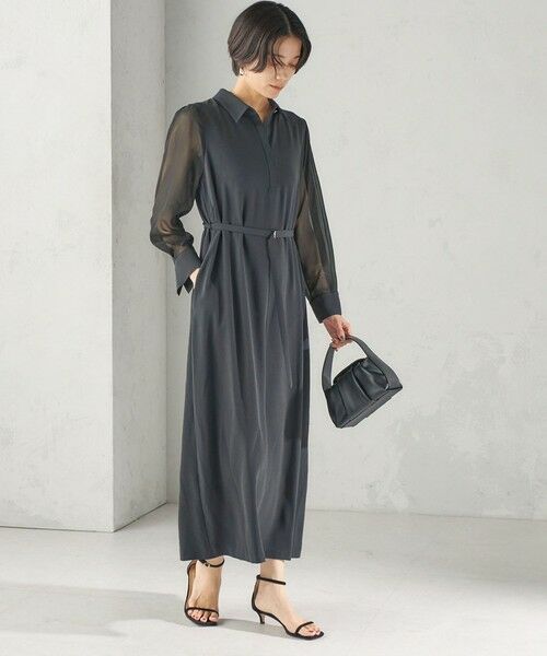 SHIPS / シップス ロング・マキシ丈ワンピース | 《予約》〈接触冷感/手洗い可能〉シアー 袖 ベルト付き シャツ ワンピース | 詳細6