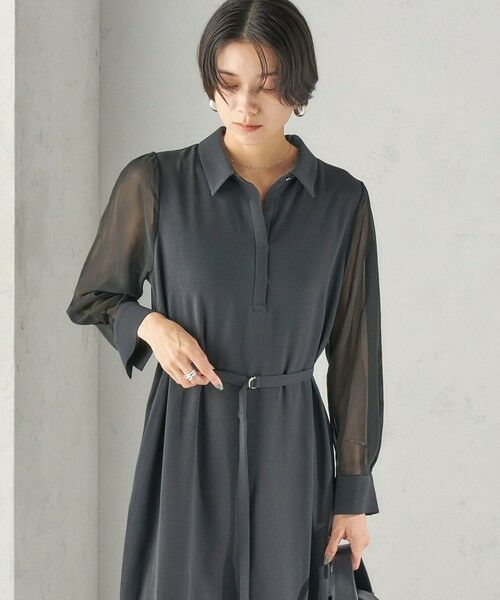 SHIPS / シップス ロング・マキシ丈ワンピース | 《予約》〈接触冷感/手洗い可能〉シアー 袖 ベルト付き シャツ ワンピース | 詳細7