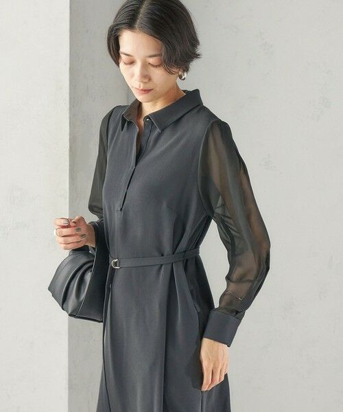 SHIPS / シップス ロング・マキシ丈ワンピース | 《予約》〈接触冷感/手洗い可能〉シアー 袖 ベルト付き シャツ ワンピース | 詳細9