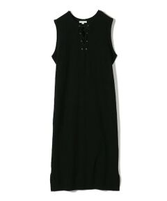SHIPS / シップス ロング・マキシ丈ワンピース | 〈手洗い可能〉ランダム パイル レースアップ ワンピース