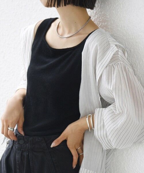 SHIPS / シップス タンクトップ | 《予約》〈手洗い可能〉ミニシャギー 前後 2WAY スクエア ニット タンク（ブラック）