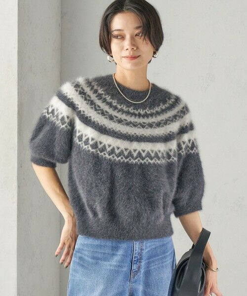 SHIPS / シップス ニット・セーター | 《予約》杢 フォックス カシミヤ ジャカード 半袖 プルオーバー | 詳細5