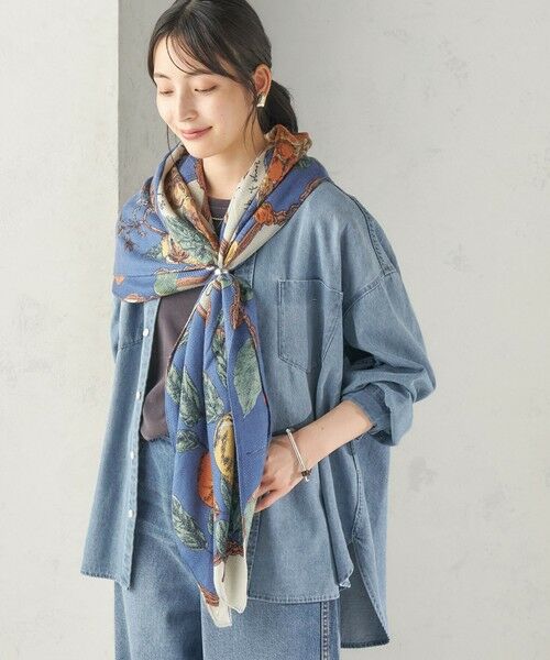 SHIPS / シップス マフラー・ショール・スヌード・ストール | 《予約》manipuri: 120*120 STOLE 26AW（ブルー）