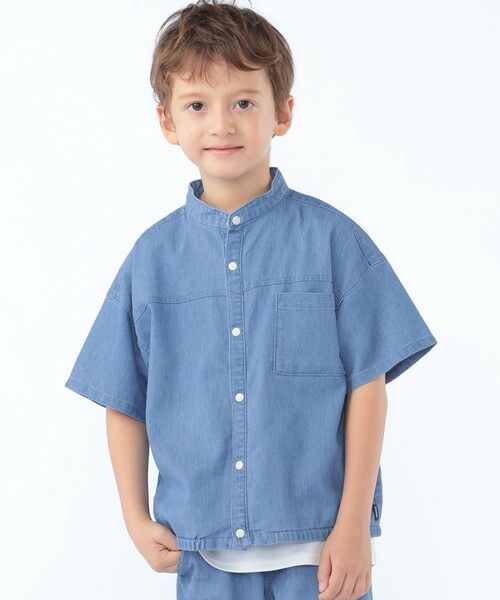 SHIPS / シップス シャツ・ブラウス | SHIPS KIDS:100〜130cm /〈接触冷感〉ドライメッシュ デニム バンドカラー シャツ | 詳細1