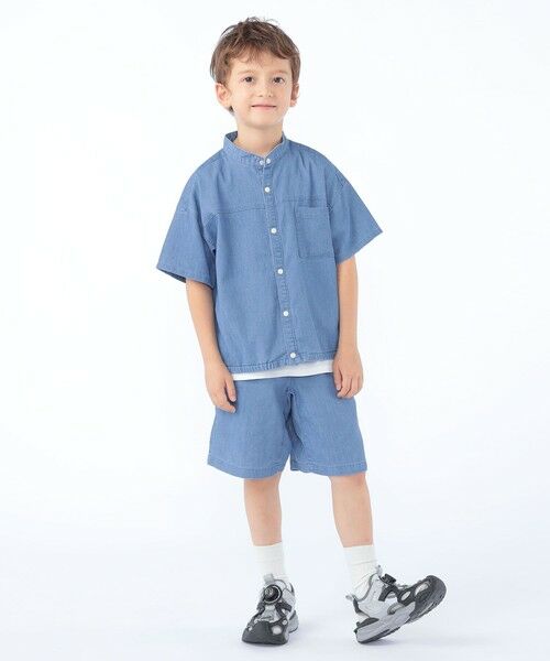 SHIPS / シップス シャツ・ブラウス | SHIPS KIDS:100〜130cm /〈接触冷感〉ドライメッシュ デニム バンドカラー シャツ | 詳細2