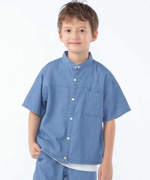 SHIPS / シップス シャツ・ブラウス | SHIPS KIDS:100〜130cm /〈接触冷感〉ドライメッシュ デニム バンドカラー シャツ(ライトブルー)